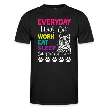 Tous les jours, c’est Chats Travail Manger Dormir Chat Chat Chat - T-shirt sport Homme - noir - Devant - AI Model Male 178 dark (178cm)