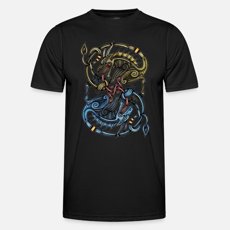 Wikinger Drachen - Männer Funktions-T-Shirt - Schwarz