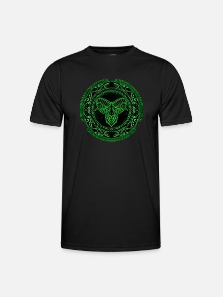 Wikinger Widder Aries - Männer Funktions-T-Shirt - Schwarz