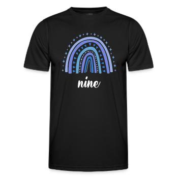 Blau Regenbogen Neun Jahre 9. Geburtstag - Männer Funktions-T-Shirt - Schwarz - Vorne - AI Model Male 178 dark (178cm)