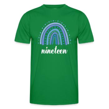 Blue Rainbow Nineteen Years 19th Birthday - Men's Functional T-Shirt - kelly green - Front - AI Model Male 178 dark (178cm)