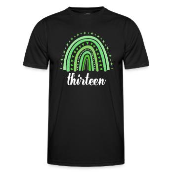 Grün Regenbogen Dreizehn Jahre 13. Geburtstag - Männer Funktions-T-Shirt - Schwarz - Vorne - AI Model Male 178 dark (178cm)