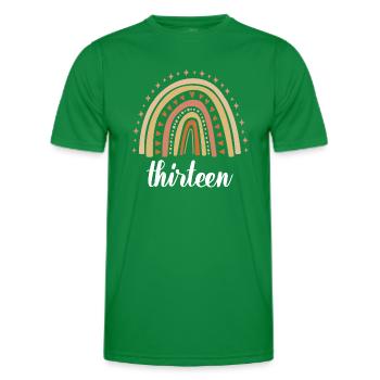 Orange Rainbow Thirteen Years 13th Birthday - Men's Functional T-Shirt - kelly green - Front - AI Model Male 178 dark (178cm)