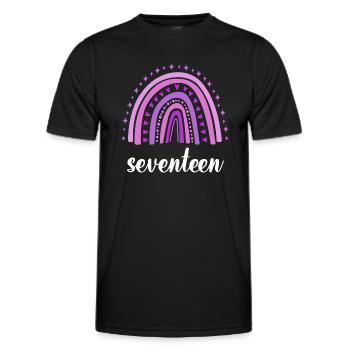 Lila Regenbogen Siebzehn Jahre 17. Geburtstag - Männer Funktions-T-Shirt - Schwarz - Vorne - AI Model Male 178 dark (178cm)