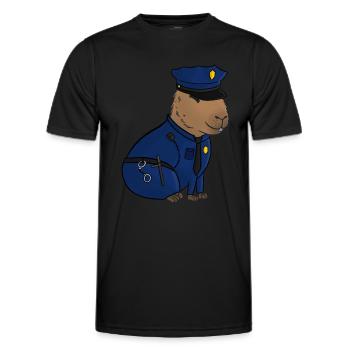 Policeman Capybara - Men's Functional T-Shirt - black - Front - AI Model Male 178 dark (178cm)