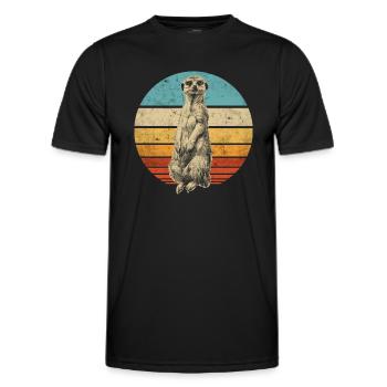 Meerkat retro vintage - Men's Functional T-Shirt - black - Front - AI Model Male 178 dark (178cm)