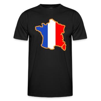 Karte von Frankreich flagge blau weiß rot - Männer Funktions-T-Shirt - Schwarz - Vorne - AI Model Male 178 dark (178cm)