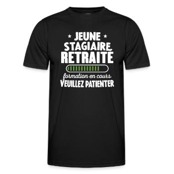 Jeune Stagiaire Retraité Formation En Cours - T-shirt sport Homme - noir - Devant - AI Model Male 178 dark (178cm)