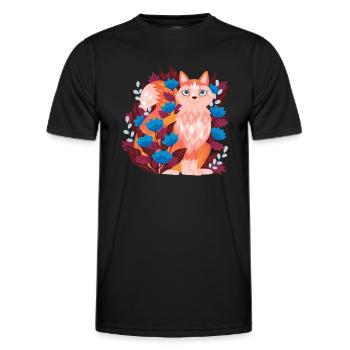 T-shirt Fox In The Flowers - T-shirt sport Homme - noir - Devant - AI Model Male 178 dark (178cm)
