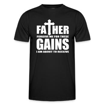 Gains received quote - Men's Functional T-Shirt - black - Front - AI Model Male 178 dark (178cm)