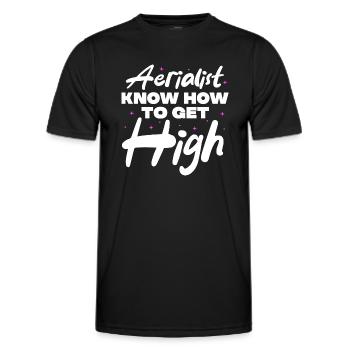 Aerialist know how to get high - Men's Functional T-Shirt - black - Front - AI Model Male 178 dark (178cm)