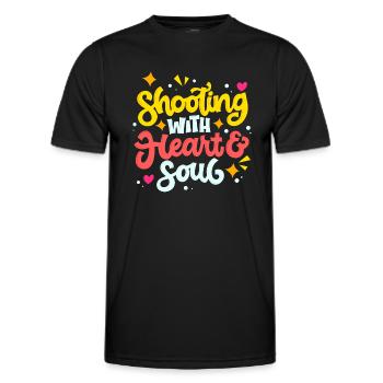 Prise de vue avec cœur et âme Appareil photo - T-shirt sport Homme - noir - Devant - AI Model Male 178 dark (178cm)
