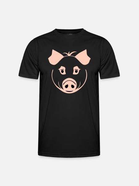 Pig in comic style - Men's Functional T-Shirt - black
