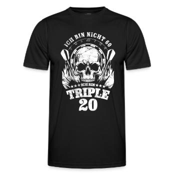 Dart Totenkopf Ich bin nicht 60, ich bin Triple 20 - Männer Funktions-T-Shirt - Schwarz - Vorne - AI Model Male 178 dark (178cm)