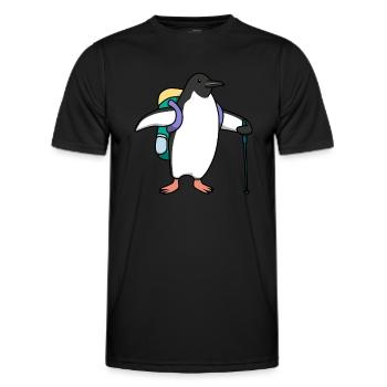 Nette Pinguine Wanderer Adventure Mountains - Männer Funktions-T-Shirt - Schwarz - Vorne - AI Model Male 178 dark (178cm)