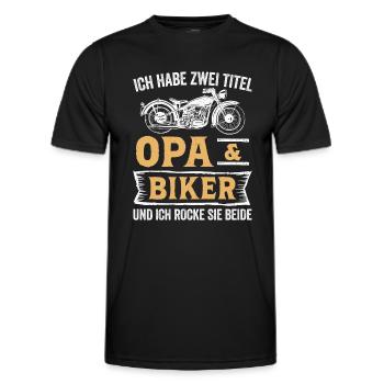 Biker Opa Motorradfahrer Motorrad - Männer Funktions-T-Shirt - Schwarz - Vorne - AI Model Male 178 dark (178cm)