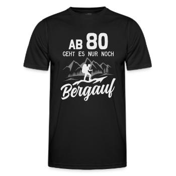 80. Geburtstag Bergsteiger Wanderer Berge Wandern - Männer Funktions-T-Shirt - Schwarz - Vorne - AI Model Male 178 dark (178cm)