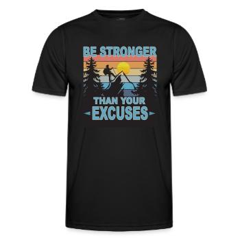 Plus fort que les excuses lors de la randonnéeBre - T-shirt sport Homme - noir - Devant - AI Model Male 178 dark (178cm)