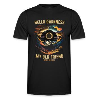 Hallo Dunkelheit, mein alter Freund Sonnenfinsternis - Männer Funktions-T-Shirt - Schwarz - Vorne - AI Model Male 178 dark (178cm)