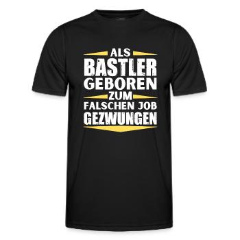 Hobbyist landed in the wrong job - Men's Functional T-Shirt - black - Front - AI Model Male 178 dark (178cm)