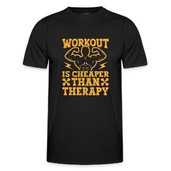 Fitness Motivation Bodybuilder Cheaper Than Therap - Männer Funktions-T-Shirt - Schwarz - Vorne - AI Model Male 178 dark (178cm)