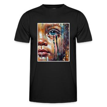 Abstract Sad Girl Unhappy People - Men's Functional T-Shirt - black - Front - AI Model Male 178 dark (178cm)