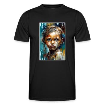 Abstract Sad Girl Unhappy People - Men's Functional T-Shirt - black - Front - AI Model Male 178 dark (178cm)