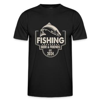 Fishing Beer & Friends Angeln Fischen Spruch - Männer Funktions-T-Shirt - Schwarz - Vorne - AI Model Male 178 dark (178cm)