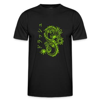 Japanischer Drache Retro Streetwear Dragon 90s - Männer Funktions-T-Shirt - Schwarz - Vorne - AI Model Male 178 dark (178cm)