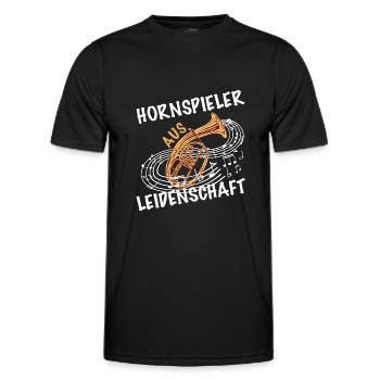 Hornspieler aus Leidenschaft Tenor - Männer Funktions-T-Shirt - Schwarz - Vorne - AI Model Male 178 dark (178cm)