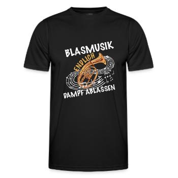 Blasmusiker Tenor spielen dampf ablassen - Männer Funktions-T-Shirt - Schwarz - Vorne - AI Model Male 178 dark (178cm)