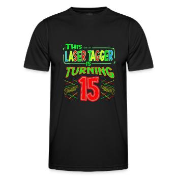 This Laser Tagger Is Turning 15 Years Old Laser - Men's Functional T-Shirt - black - Front - AI Model Male 178 dark (178cm)