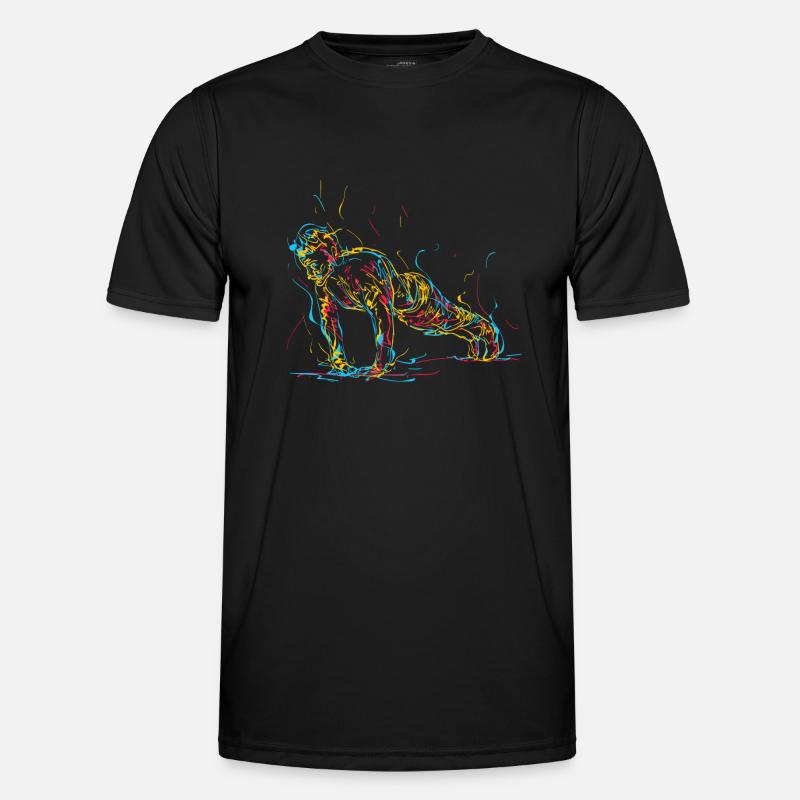 Abstract man doing push-ups - Men's Functional T-Shirt - black