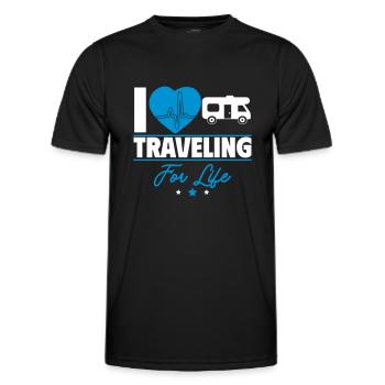 Reisen für immer – mit dem Wohnmobil ins Abenteuer - Männer Funktions-T-Shirt - Schwarz - Vorne - AI Model Male 178 dark (178cm)