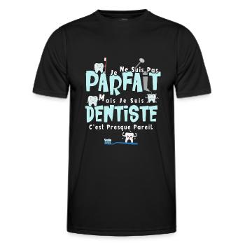 Cadeau drôle Dentiste Anniversaire Humour Parfait - T-shirt sport Homme - noir - Devant - AI Model Male 178 dark (178cm)
