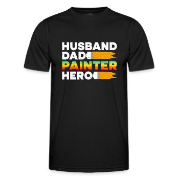 Peintre en bâtiment papa Cadeaux uniques - T-shirt sport Homme - noir - Devant - AI Model Male 178 dark (178cm)