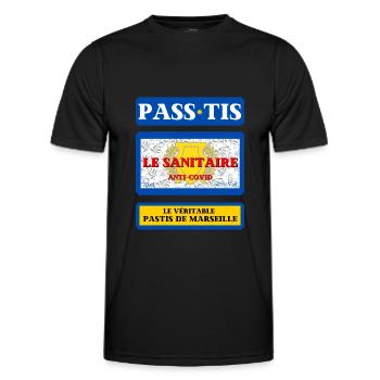 PASTIS PASS-TIS pass sanitaire de Marseille humour - T-shirt sport Homme - noir - Devant - AI Model Male 178 dark (178cm)
