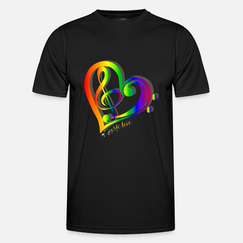 Clés de violon et de basse fermées dans un cœur T-shirt sport Homme