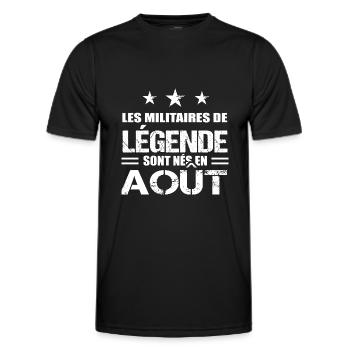 Cadeau drôle militaire mois de août armée - T-shirt sport Homme - noir - Devant - AI Model Male 178 dark (178cm)