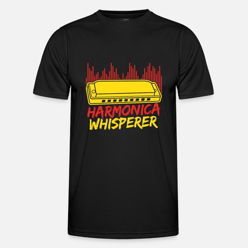 Funny Harmonica Player Whisperer Harmonica - Männer Funktions-T-Shirt - Schwarz
