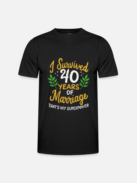 40th Wedding Anniversary Survived 40 Years Of - Men's Functional T-Shirt - black