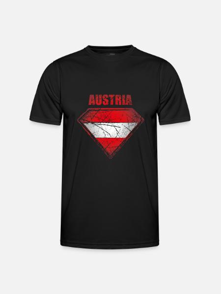 Austria Superhero Flag Austrian Symbol - Men's Functional T-Shirt - black