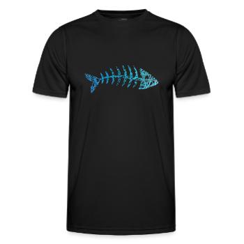 Fisch Gräten Fischskelett Fischgräten Kritzelei - Männer Funktions-T-Shirt - Schwarz - Vorne - AI Model Male 178 dark (178cm)