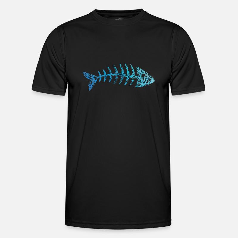 Fish Bones Fish Skeleton Herringbones Scribble Men's Functional T-Shirt