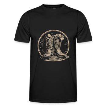 Stetson und Boots Western Country Line Dance - Männer Funktions-T-Shirt - Schwarz - Vorne - AI Model Male 178 dark (178cm)
