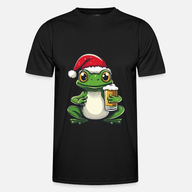 Frog Christmas Beer Funny - Men's Functional T-Shirt - black