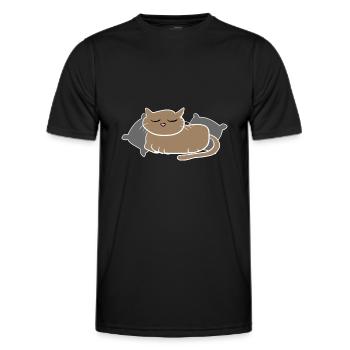 chat sommeil animal de compagnie fatigué animal de compagnie - T-shirt sport Homme - noir - Devant - AI Model Male 178 dark (178cm)