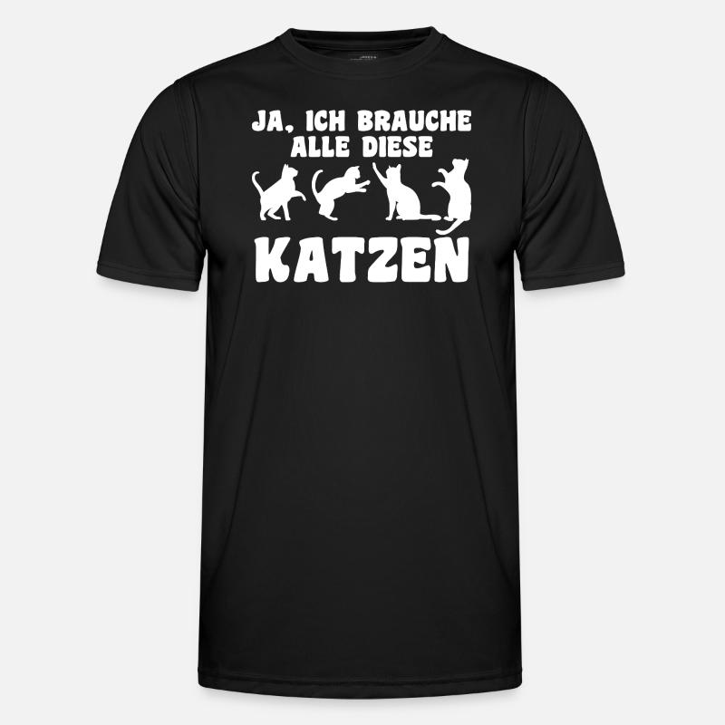 Katze Tier Katzen Geschenk - Männer Funktions-T-Shirt - Schwarz