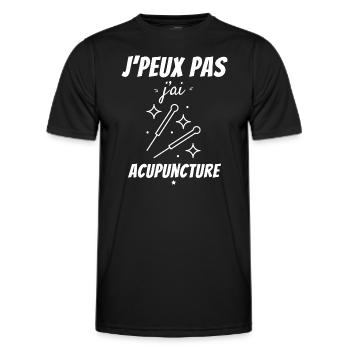 Je peux pas j ai Acupuncture - T-shirt sport Homme - noir - Devant - AI Model Male 178 dark (178cm)