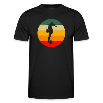 Seahorse Ocean Animal Gift Retro Seahorse - Men's Functional T-Shirt - black - Front - AI Model Male 178 dark (178cm)